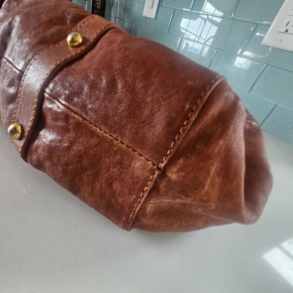 Miu Miu Brown Vitello Lux Leather Gathered Tote Handbang - Picture 4 of 7